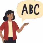 ABCと話す女性